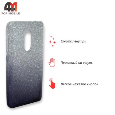 Чехол для Xiaomi Redmi Note 4/Note 4X силиконовый, блестки переход, черного цвета