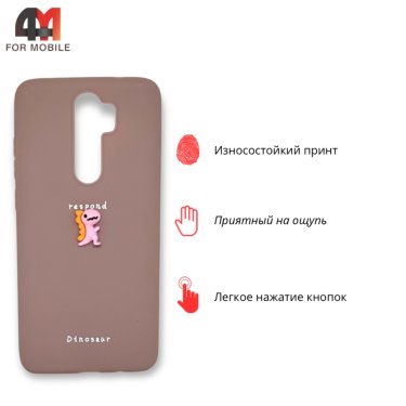 Чехол для Xiaomi Redmi Note 8 Pro силиконовый, дракон, пудрового цвета