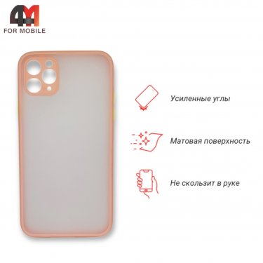 Чехол для Iphone 11 Pro Max пластиковый с усиленной рамкой, персикового цвета