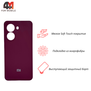 Чехол для Xiaomi Poco X7 Pro/Redmi Turbo 4 5G Silicone Case, цвет марсала