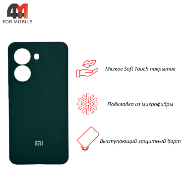 Чехол для Xiaomi Poco X7 Pro/Redmi Turbo 4 5G Silicone Case, темно-зеленого цвета