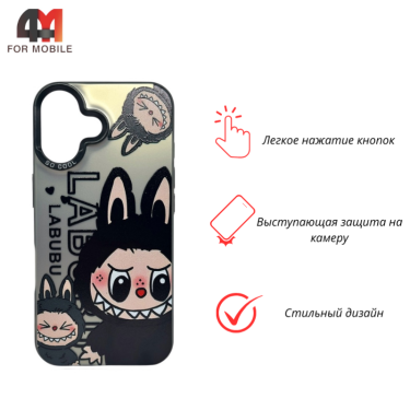 Чехол для Iphone 16 Labubu, черного цвета