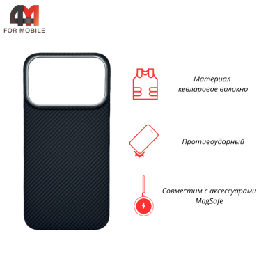 Чехол для Iphone 17 Pro Max кевлар с MagSafe, 1500D, черный