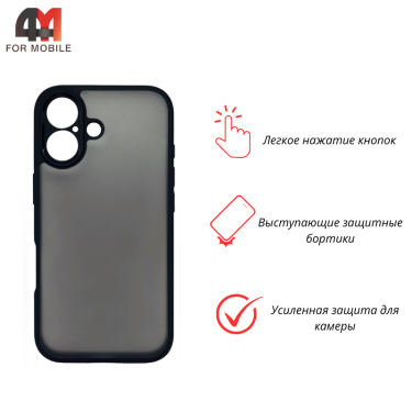 Чехол для Iphone 17 пластиковый, усиленный, черного цвета