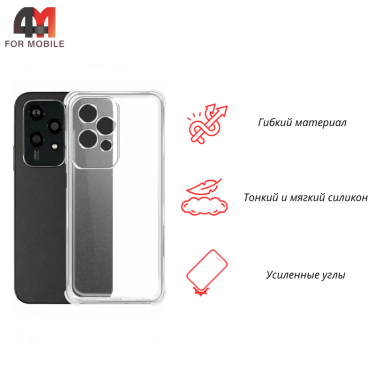 Чехол для Huawei Honor 200 Lite силиконовый с усиленными углами, прозрачный