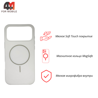 Чехол для Iphone 17 Pro Max Silicone Case Magnetic, белого цвета