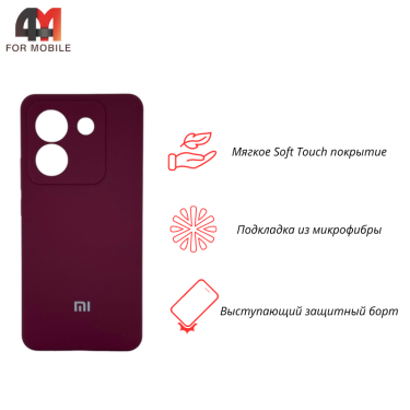 Чехол для Xiaomi Poco M7 Pro 5G Silicone Case, цвет марсала