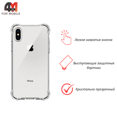 Чехол для Iphone X/Xs пластиковый с усиленными углами, прозрачный, ipaky
