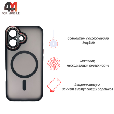 Чехол для Iphone 17 пластиковый с MagSafe, черно-красного цвета, Pixels