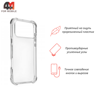 Чехол для Iphone 17 Pro Max пластиковый с усиленными углами, прозрачный, Ipaky