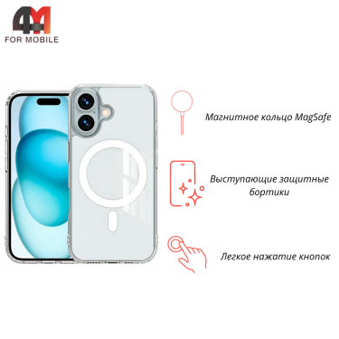 Чехол для Iphone 17 силиконовый с MagSafe, прозрачный, J-Case