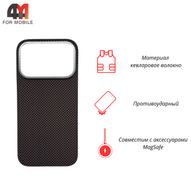 Чехол для Iphone 17 Pro кевларовый 500D, MagSafe, коричневого цвета