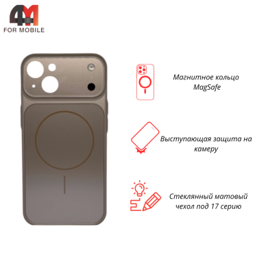 Чехол для iPhone 15 AG Glass+MagSafe, золотистого цвета