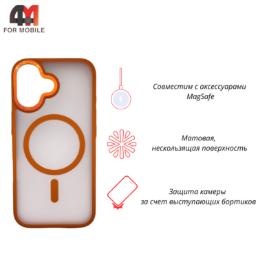 Чехол для iPhone 17 пластиковый с MagSafe, оранжевого цвета, Pixels