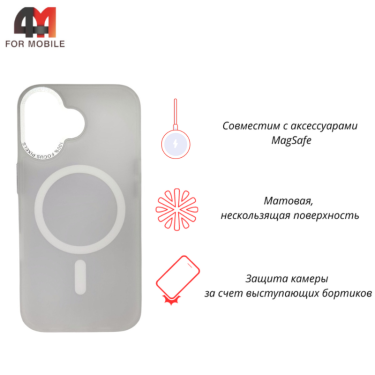 Чехол для iPhone 17 пластиковый с MagSafe, белого цвета, Pixels