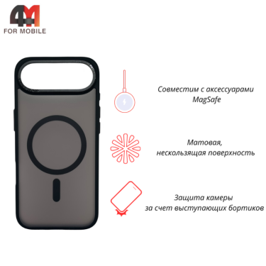 Чехол для iPhone 17 Air пластиковый с MagSafe, черного цвета, Pixels