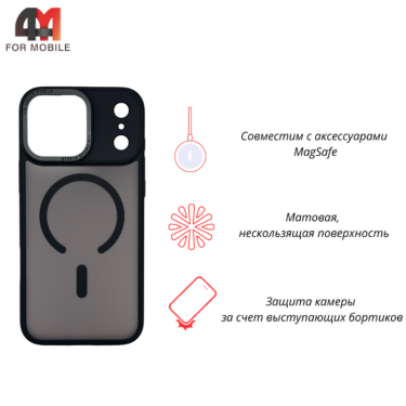 Чехол для iPhone 17 Pro Max пластиковый с MagSafe, черного цвета, Pixels