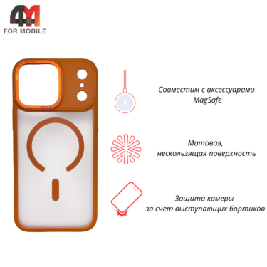 Чехол для iPhone 17 Pro Max пластиковый с MagSafe, оранжевого цвета, Pixels