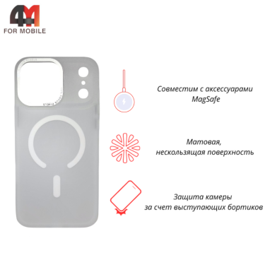 Чехол для iPhone 17 Pro Max пластиковый с MagSafe, белого цвета, Pixels