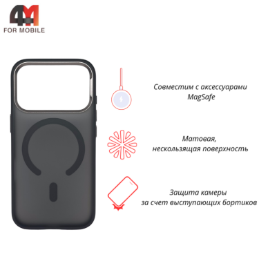 Чехол для iPhone 17 Pro пластиковый с MagSafe, серого цвета, Hicool