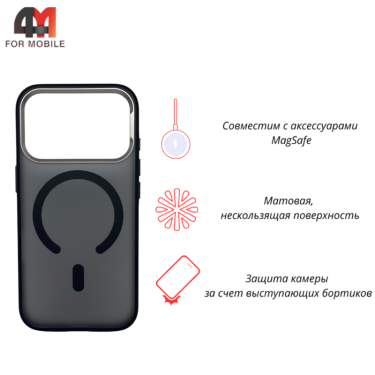 Чехол для iPhone 17 Pro пластиковый с MagSafe, черного цвета, Hicool