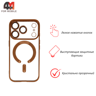 Чехол для iPhone 17 Pro Max силиконовый с MagSafe, золотистого цвета, J-Case