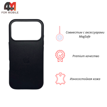 Чехол для iPhone 17 Pro Max Leather Case+MagSafe, Black