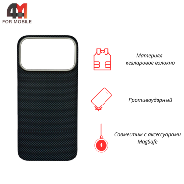 Чехол для iPhone 17 Pro Max кевлар 500D + MagSafe, синего цвета