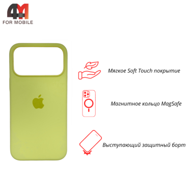 Чехол для iPhone 17 Pro Silicone Case Premium+MagSafe, Neon Yellow