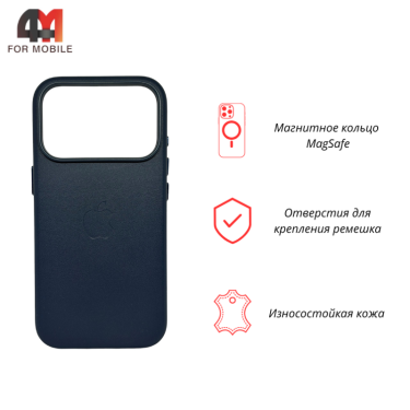 Чехол для iPhone 17 Pro Max Leather Case Premium+MagSafe, Blue