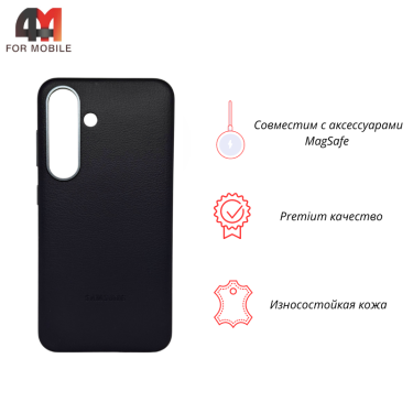 Чехол для Samsung S25 Leather Case, темно-серого цвета
