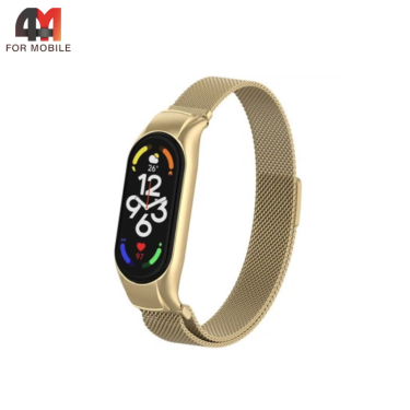 Сменный браслет для Xiaomi Mi Band 7 миланская петля, матовый, золотистого цвета