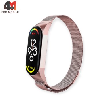 Сменный браслет для Xiaomi Mi Band 8/9/10 миланская петля, цвет розовое золото