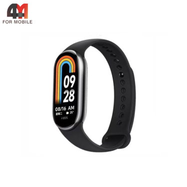 Сменный браслет для Xiaomi Mi Band 8/9/10 силиконовый, черного цвета