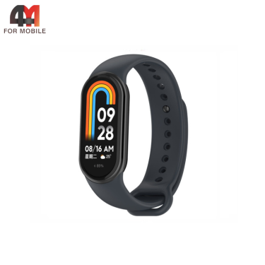 Сменный браслет для Xiaomi Mi Band 8/9/10 силиконовый, темно-серого цвета