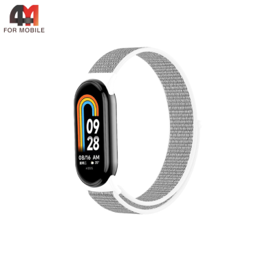 Сменный браслет для Xiaomi Mi Band 8/9/10 нейлоновый, белого цвета