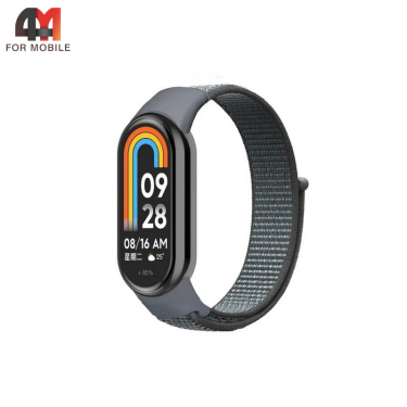 Сменный браслет для Xiaomi Mi Band 8/9/10 нейлоновый, серого цвета