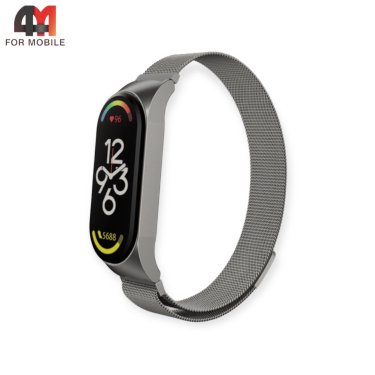 Сменный браслет для Xiaomi Mi Band 8/9/10 миланская петля, темно-серого цвета
