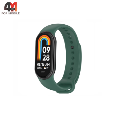 Сменный браслет для Xiaomi Mi Band 8/9/10 силиконовый, темно-зеленого цвета