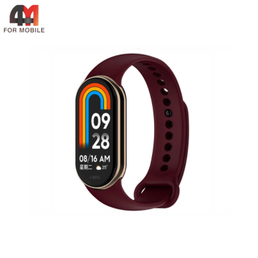 Сменный браслет для Xiaomi Mi Band 8/9/10 силиконовый, цвет марсала