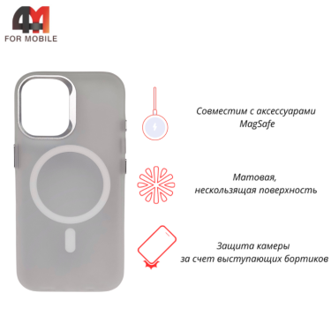 Чехол для iPhone 15 пластиковый с MagSafe, белого цвета, Hicool