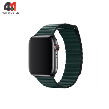 Сменный браслет для Apple Watch 42/44/45/46/49 Mm Leather, темно-зеленый