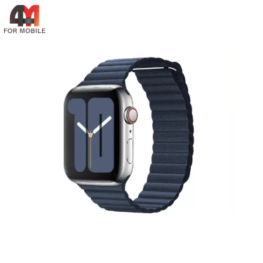 Сменный браслет для Apple Watch 38/40/41/42 (10 серия) Mm Leather, синий