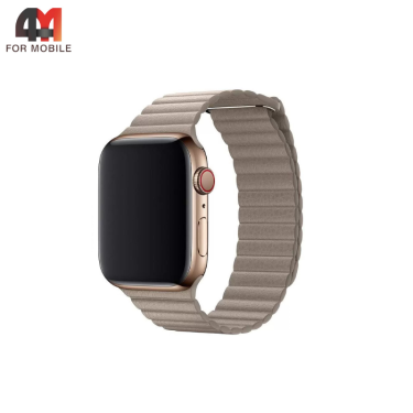 Сменный браслет для Apple Watch 38/40/41/42 (10 серия) Mm Leather, бежевый
