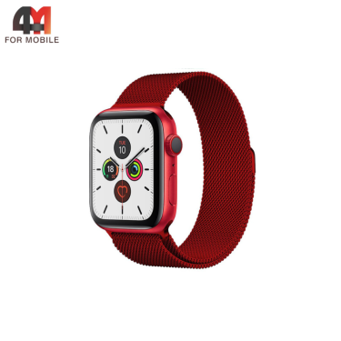 Сменный браслет для Apple Watch 38/40/41/42 (10 серия) Mm миланская петля, матовый красный