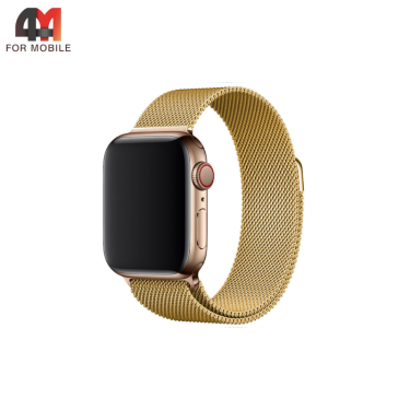 Сменный браслет для Apple Watch 38/40/41/42 (10 серия) Mm миланская петля, золотистый