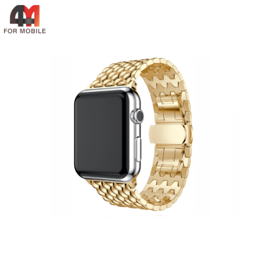 Сменный браслет для Apple Watch 42/44/45/46/49 Mm металлический Fish Scale, золотистый