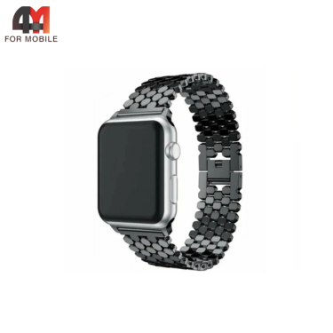 Сменный браслет для Apple Watch 42/44/45/46/49 Mm металлический Fish Scale, черный