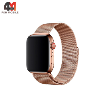 Сменный браслет для Apple Watch 38/40/41/42 (10 серия) Mm миланская петля, розовое золото