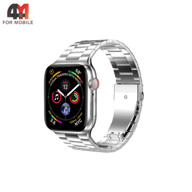 Сменный браслет для Apple Watch 42/44/45/46/49 Mm металлический, блочный, серебристый